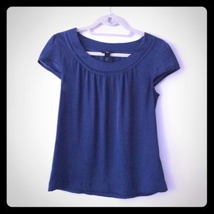 Blue silky short sleeve top by H&M